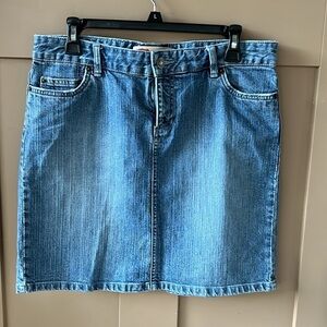 Vintage 90’s Y2K Route 66 Denim Mini Skirt. Low Rise Bling. Size 6.